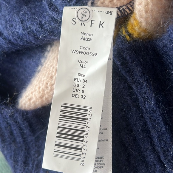 NWT SKFK Alpaca Wool Blend Striped Multicolor Aitza Sweater EU 34 | US 2 - Picture 9 of 15